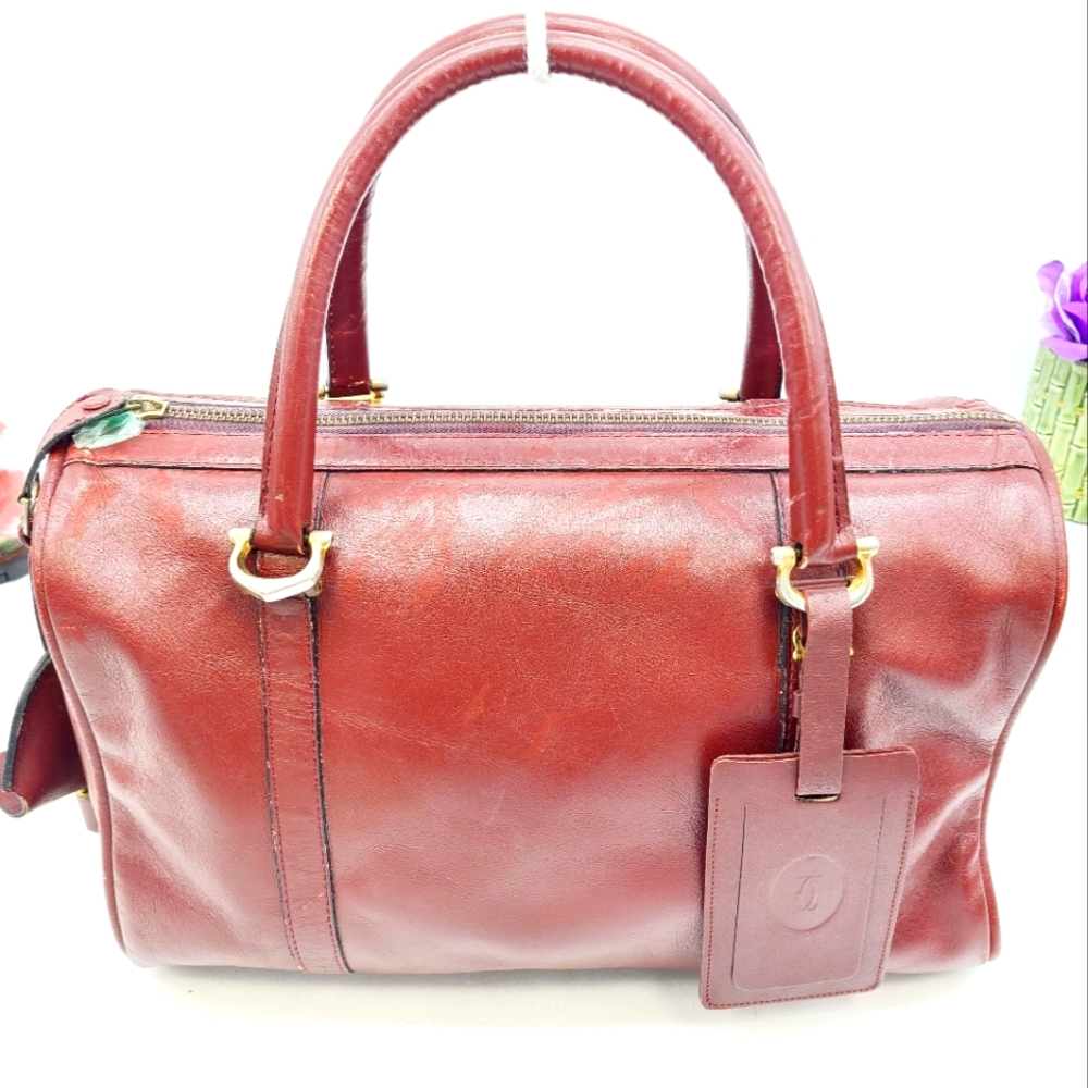 Cartier Red Leather Satchel Bag